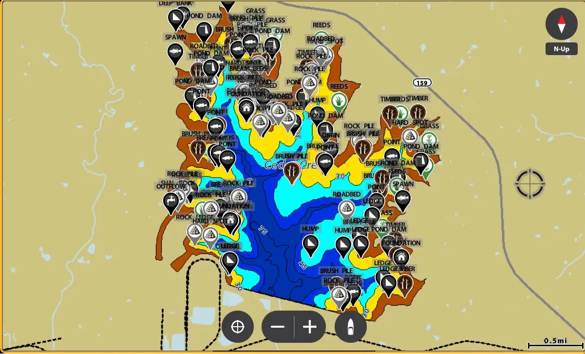 Map with various markers and a color gradient on a beige background