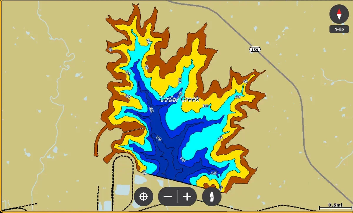 Topographic map with color gradient indicating elevation, displayed on a digital interface.