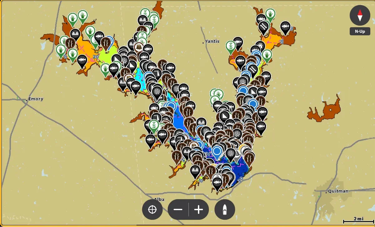 Map with various icons and markers on a beige background