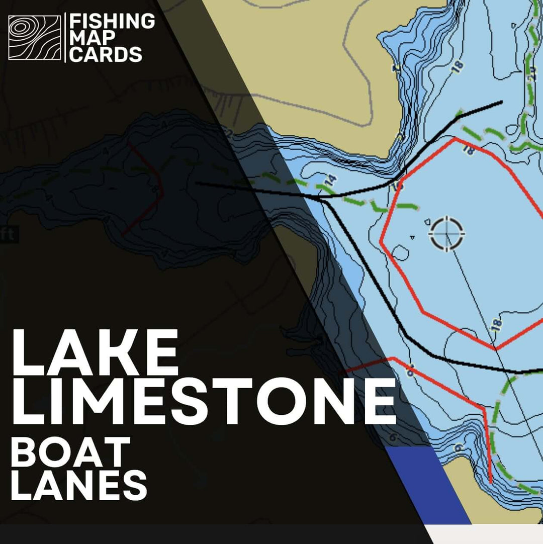 Lake Limestone boat lanes map highlighting safe navigation trails and areas to avoid while boating.