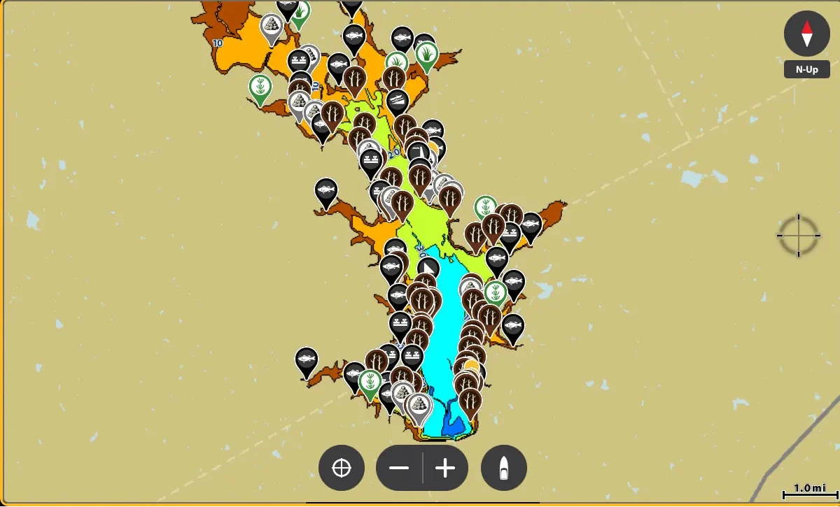 Map with various icons on a beige background