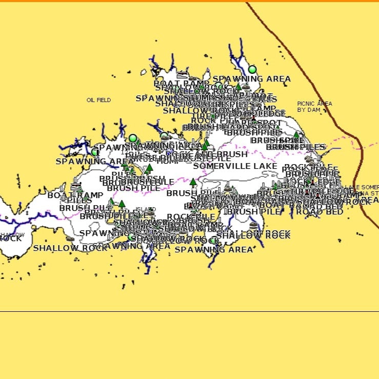 Lake Somerville Fishing Hotspots GPS Waypoints Fishing Map Cards   Screenshot 2023 10 12 15.25.06 